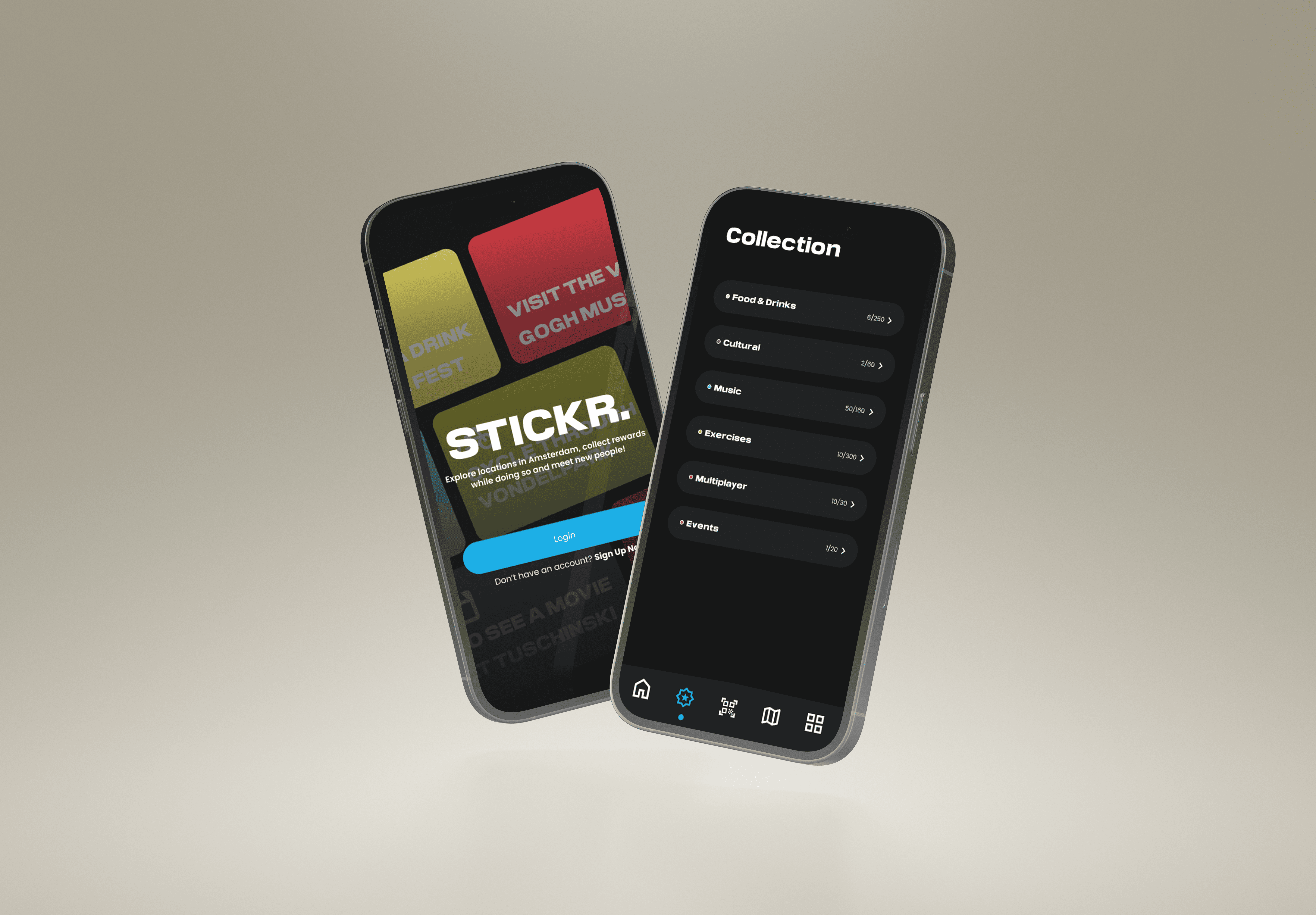 Stickr welcome and collection screen
